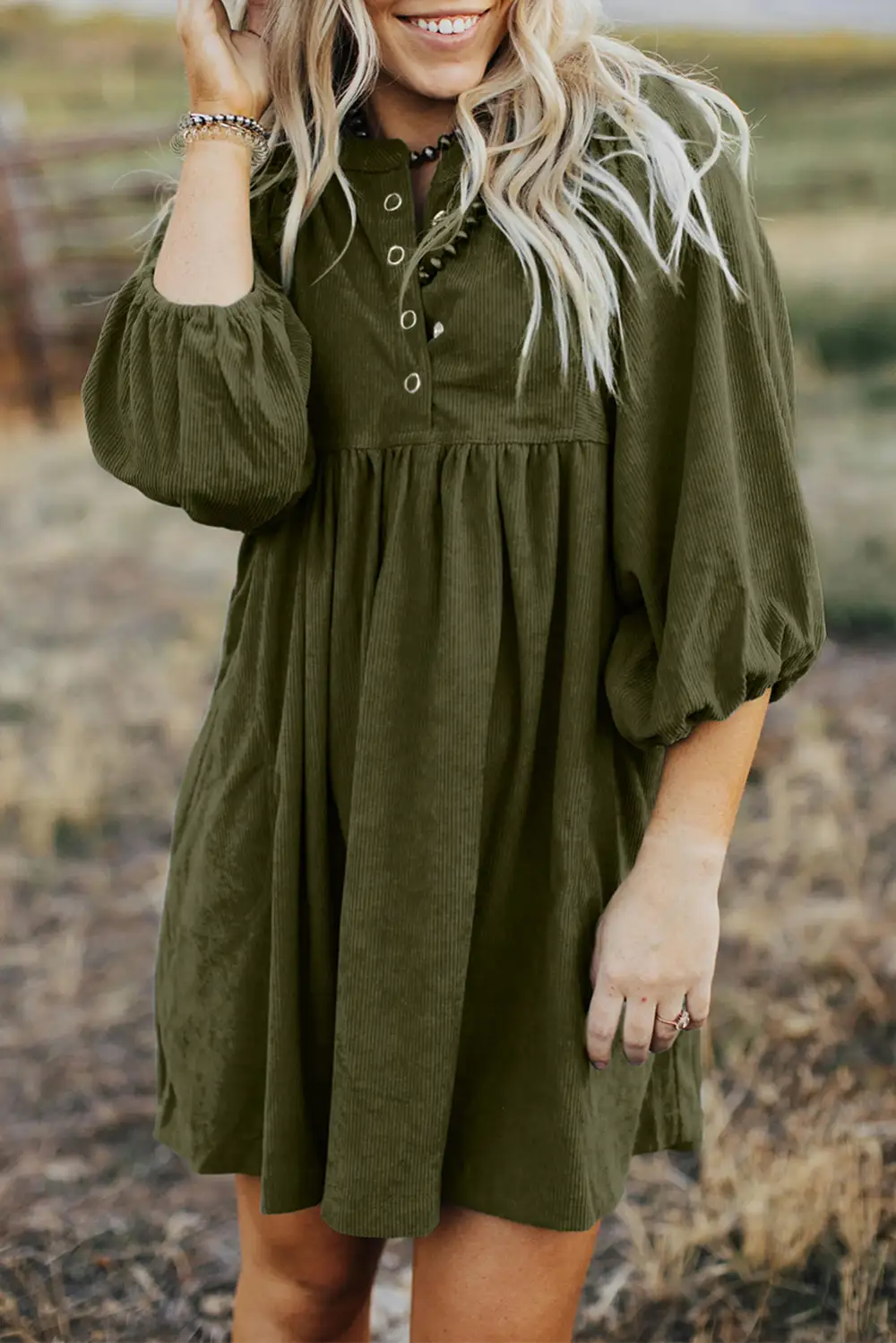 Softly Styled Button Front Mini Dress