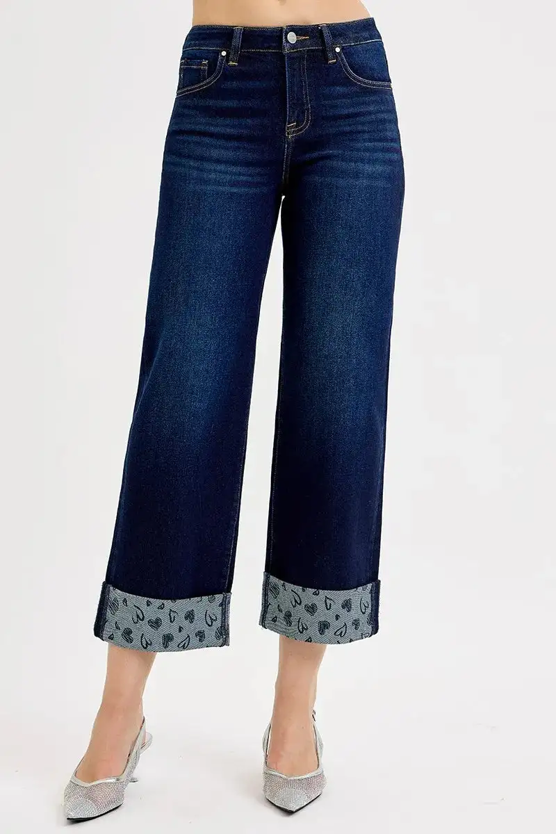 Soft Mid Rise Wide Leg Denim Jeans