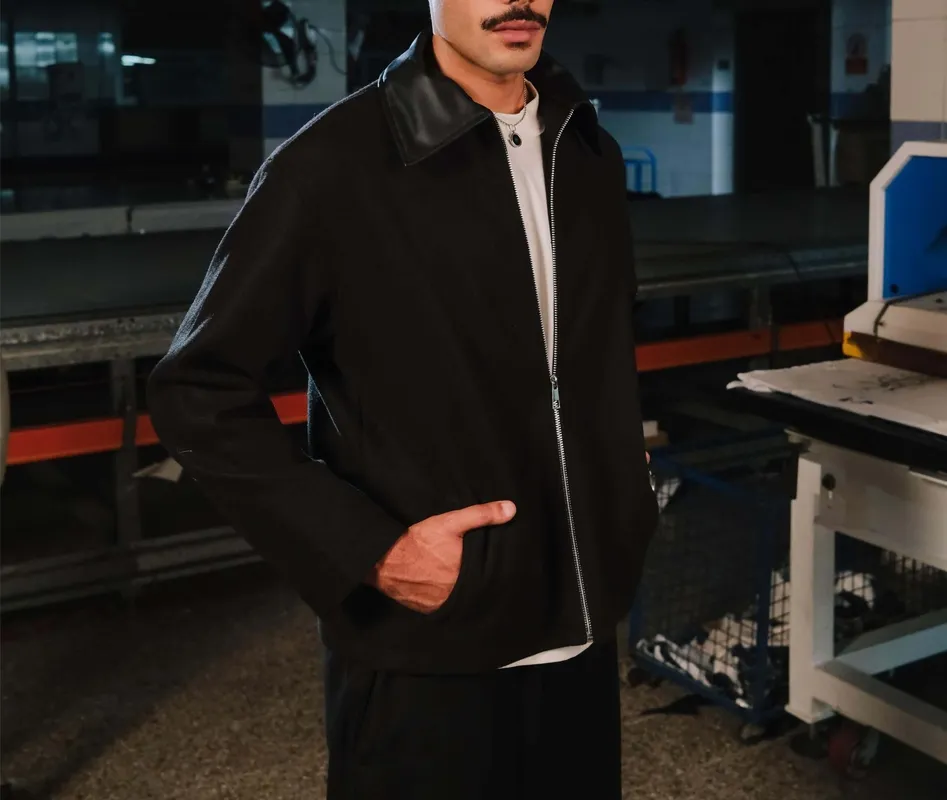 Black Zip Front Casual Jacket