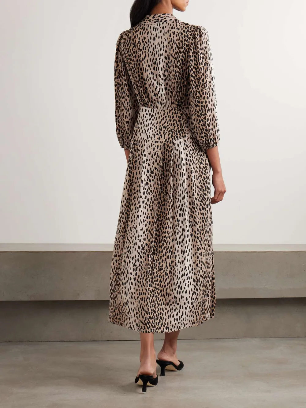 Leopard Round Neck Long Sleeve Dress
