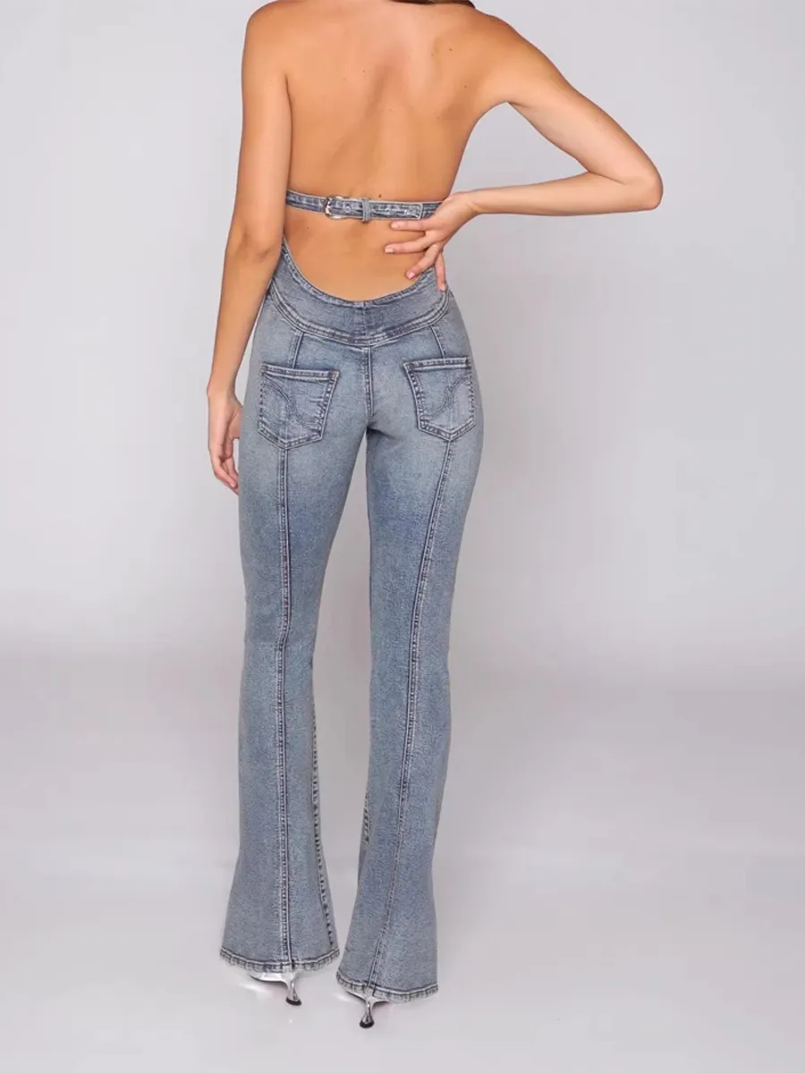 Anouk Sleeveless Paneled Denim Jumpsuit