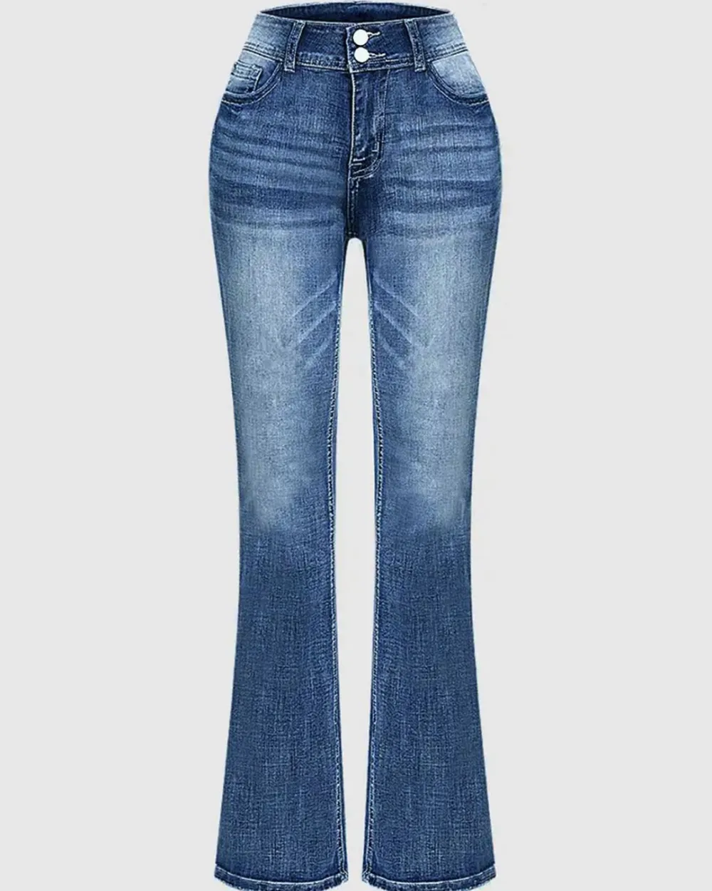 Embroidered Mid-Rise Flared Jeans