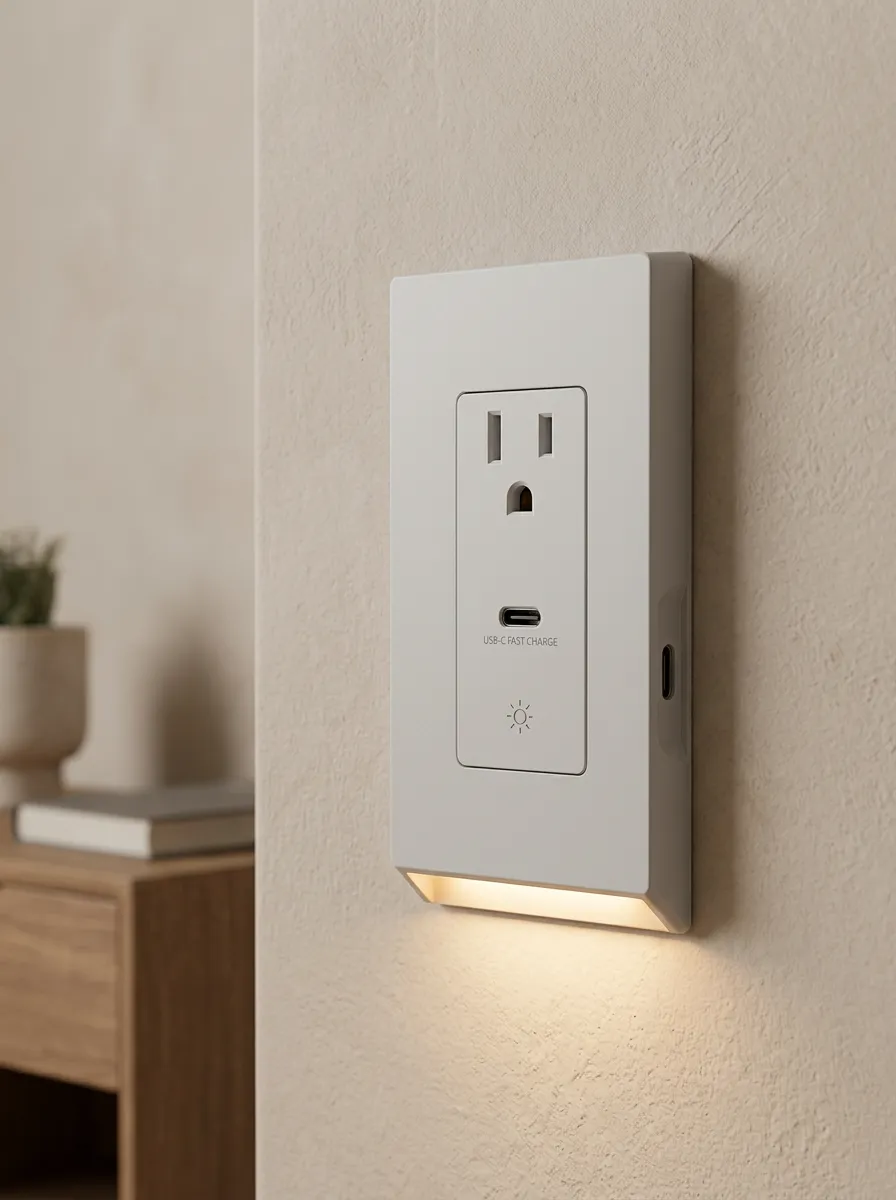 Minimalist USB-C Fast Charge LED Outlet Cover