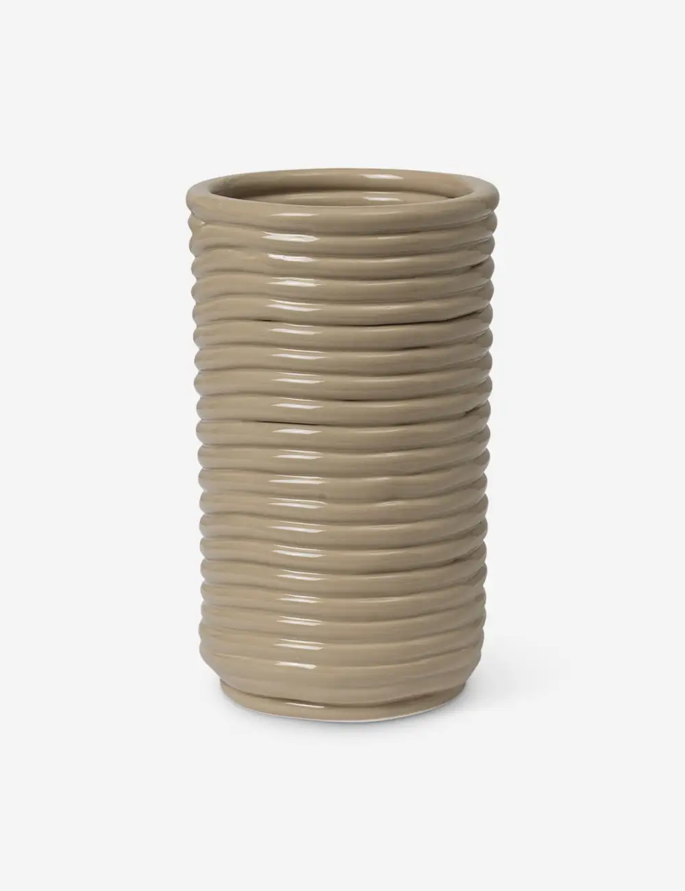 Sculptural Corduroy Textured Glossy Finish Ceramic Decorative Vase