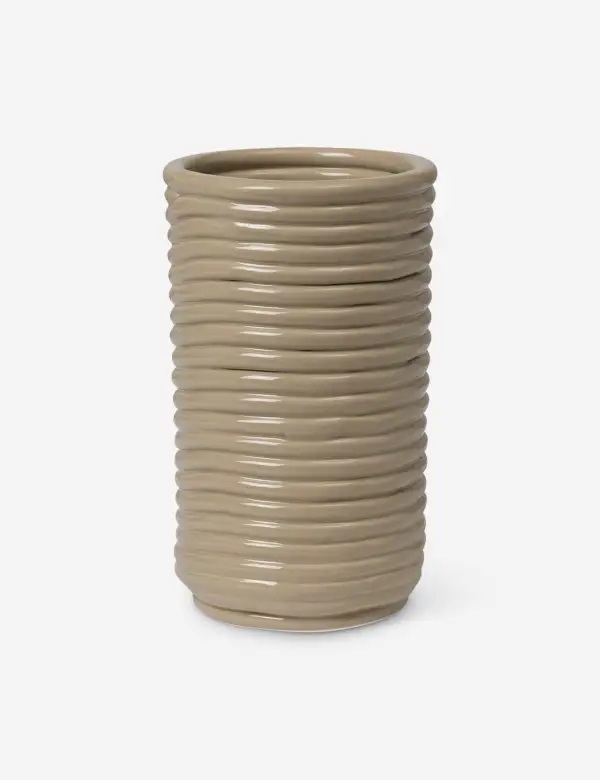 Sculptural Corduroy Textured Glossy Finish Ceramic Decorative Vase