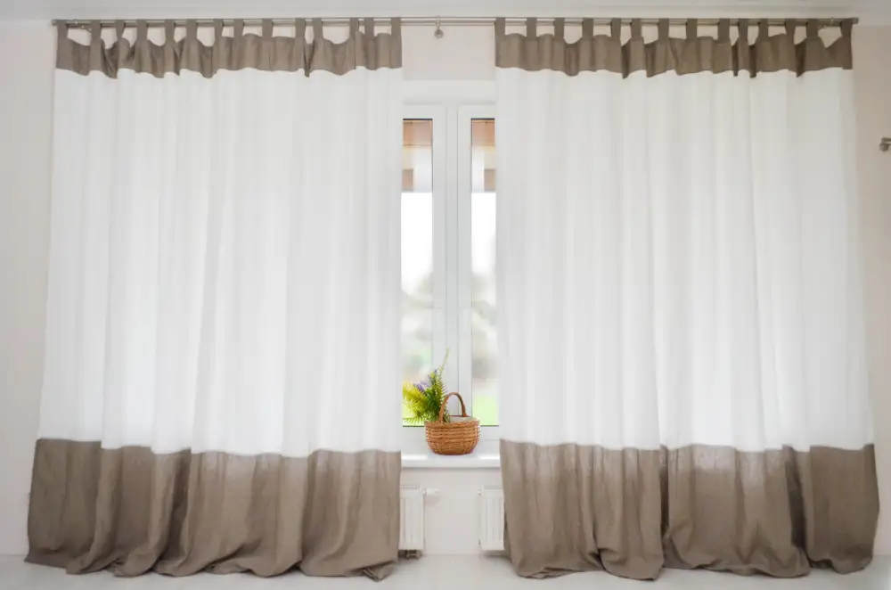 Contrast Panel Blackout Linen Curtain