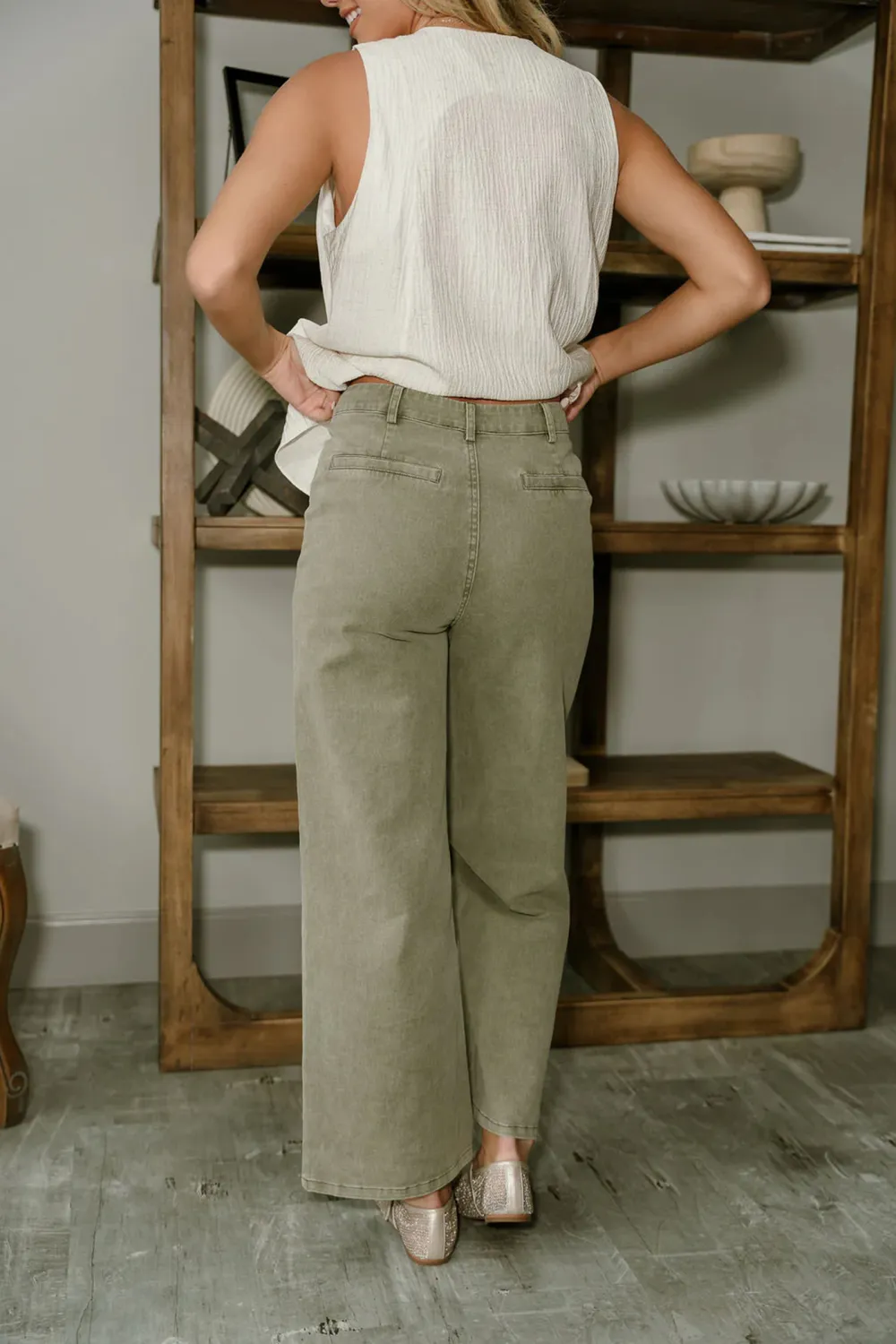 Washed High Rise Pants