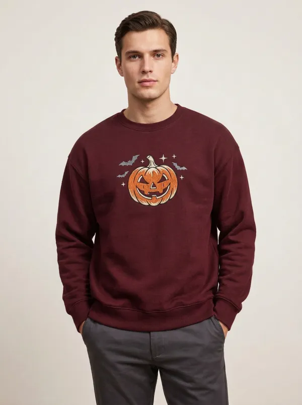 Men's Nightfall Halloween Pumpkin Bats Sweatshirt