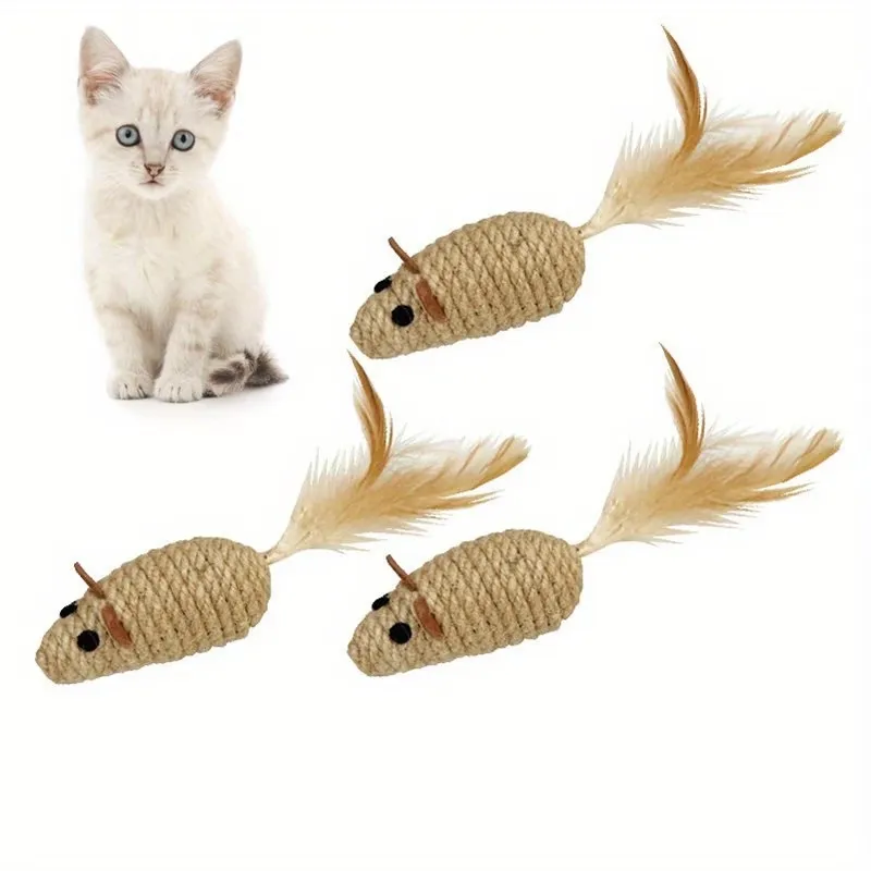 3 Pcs Rope Mouse Cat Toy