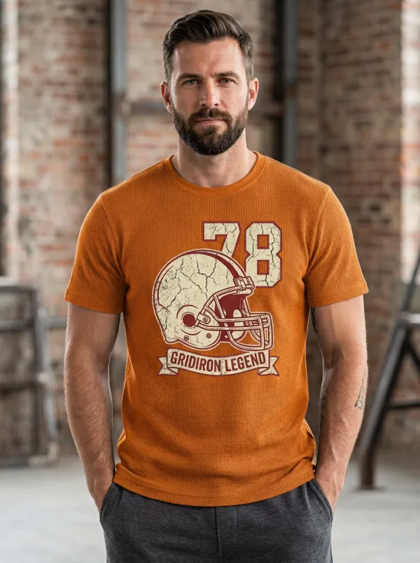 Men's Football Fan 78 Gridiron Legend Helmet Printed T-Shirt