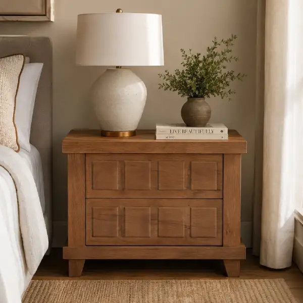 Oak Carved Drawer Nightstand