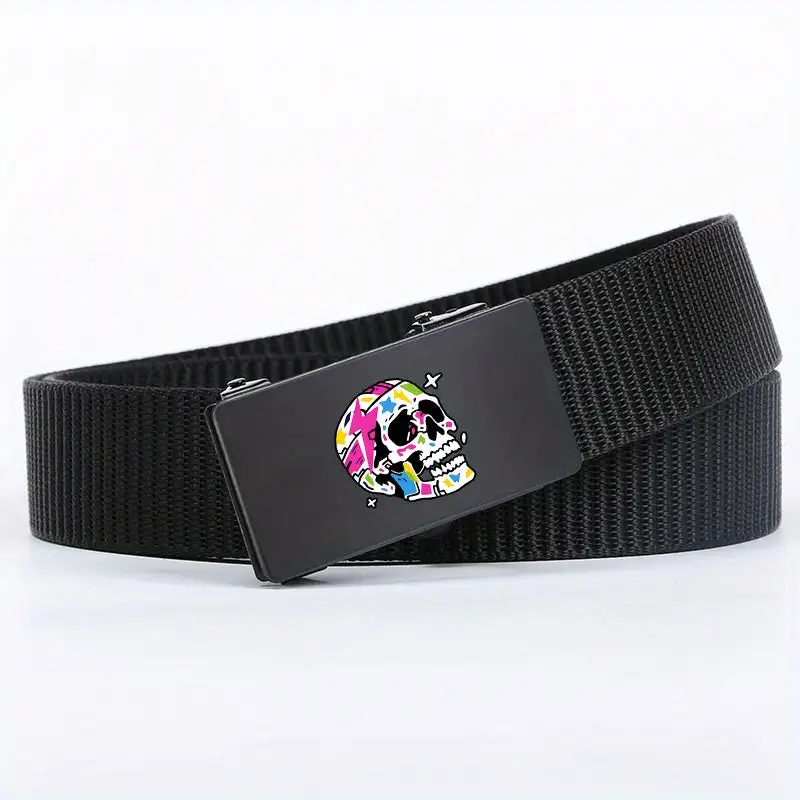 Automatic Buckle Woven Skull Men's Belt