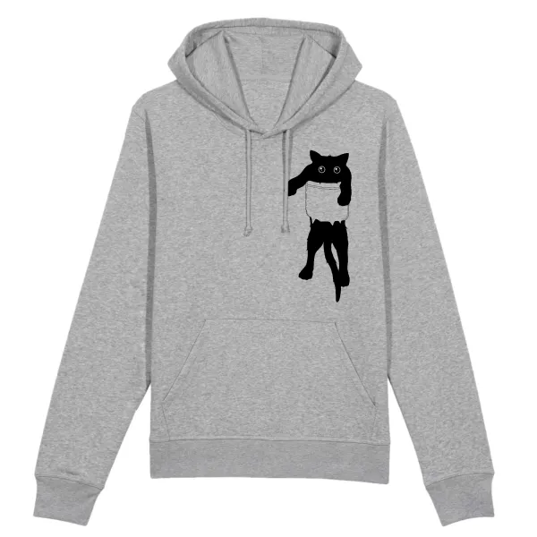 Pocket Cat Graphic Pullover Hoodie