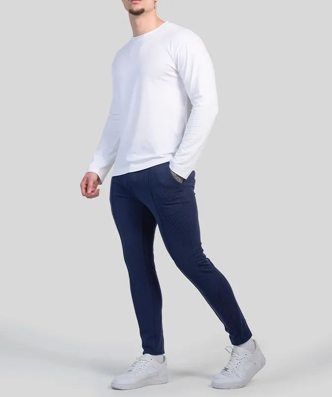 Blue Modern Fit Pants