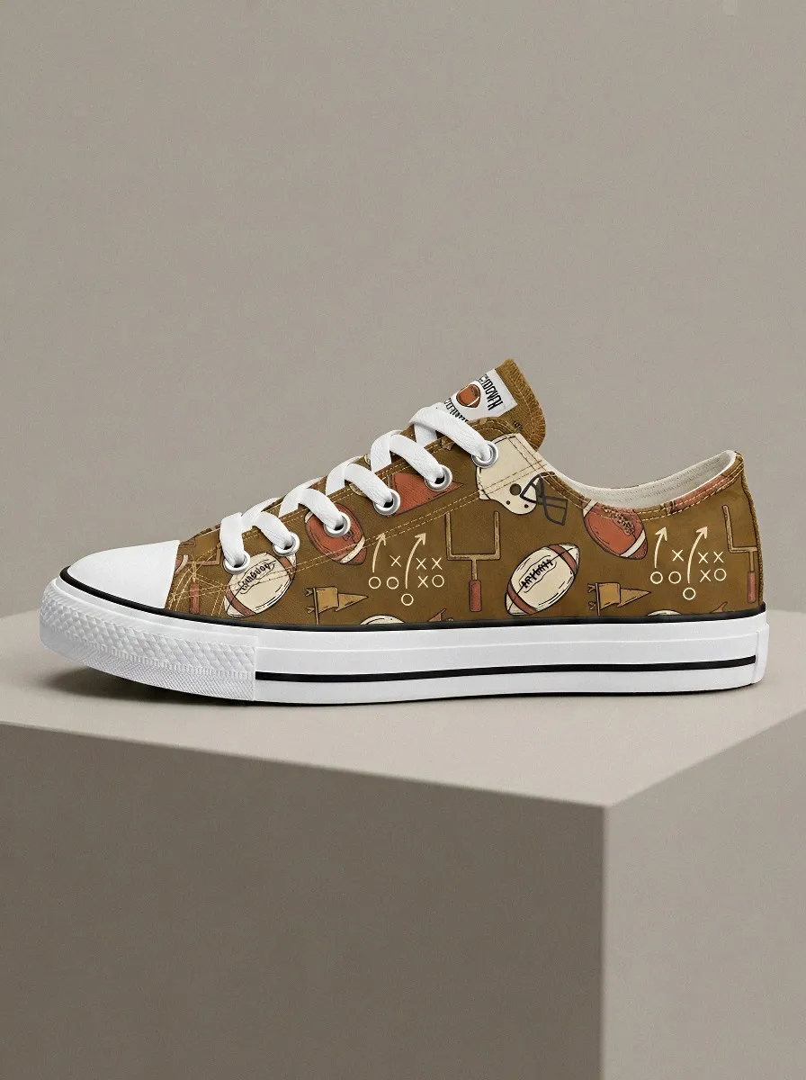 Unisex American Football Fan Helmet Ball Playbook Printed Sneakers