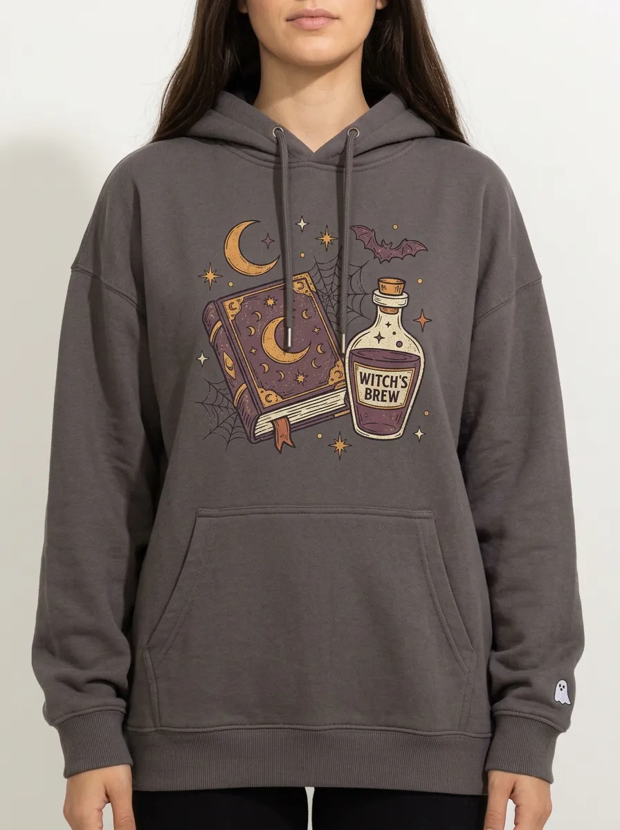 Women's Halloween Witch Spellbook Potion Printed Hoodie
