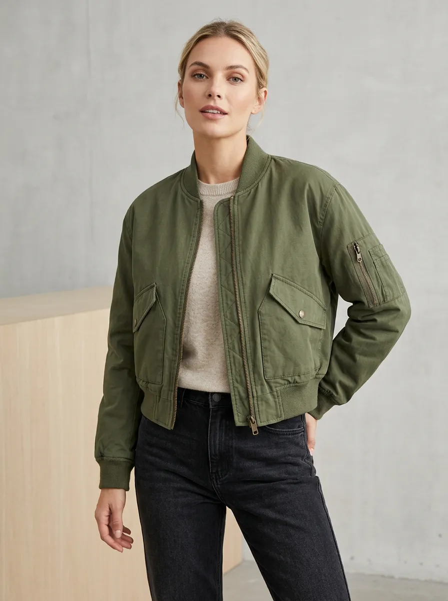 Quilted Denim-Style Women's Casual Jacket