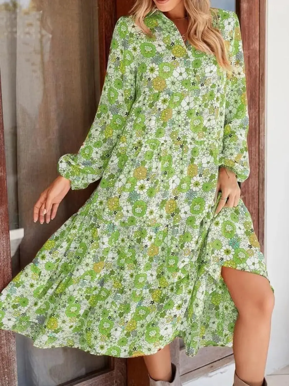 Smart-Casual Floral Midi Dress