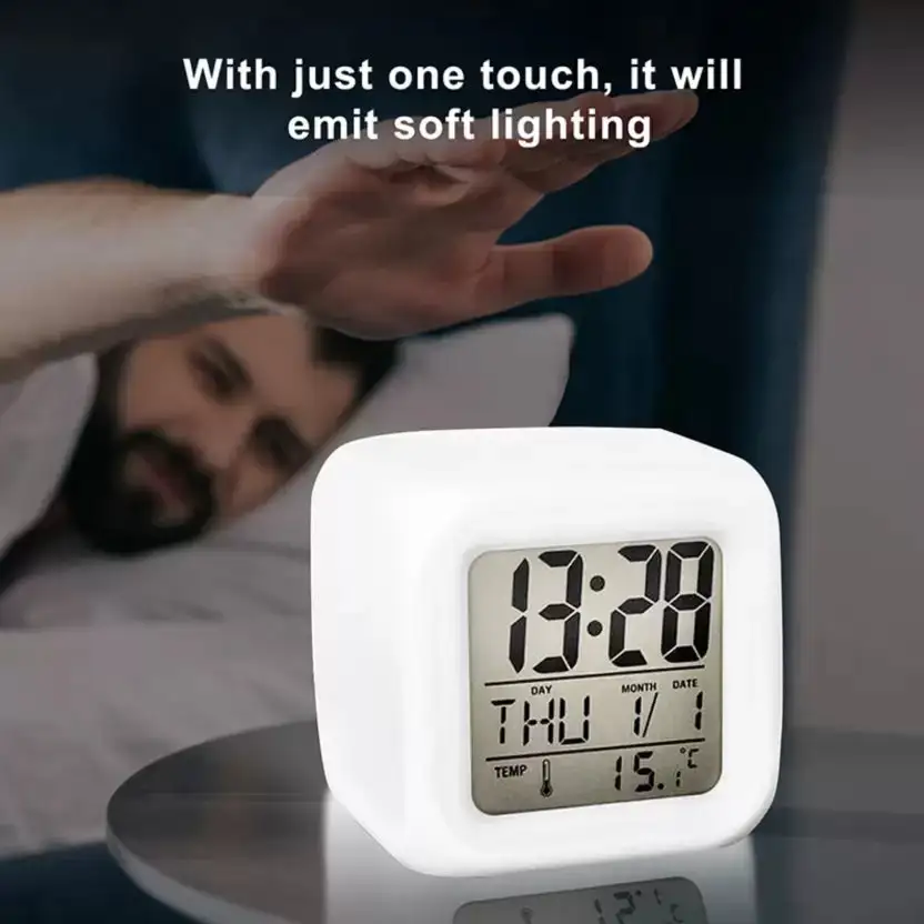 Digital Mini 7 Colours Change Digital Alarm Clock