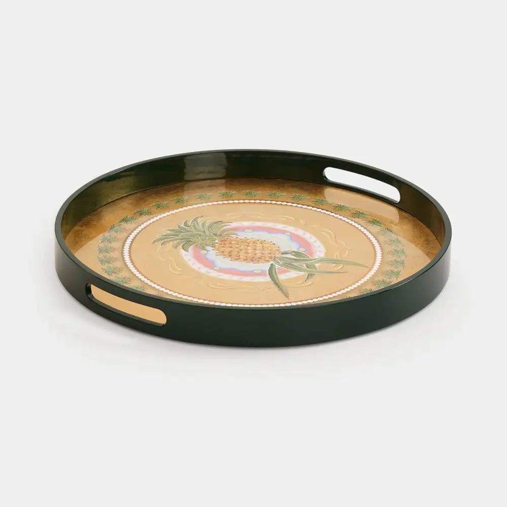 Gold Pineapple Round Serving Tray