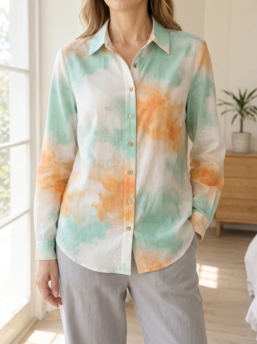 Women's Artful Casual Summer Tie-Dye Shirt