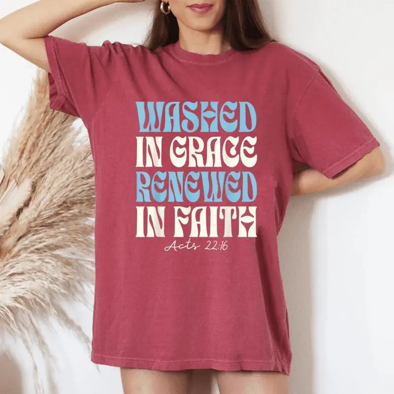 Baptism Christian Baptized Washed In Grace Acts 22 Women's Oversized Comfort T-Shirt