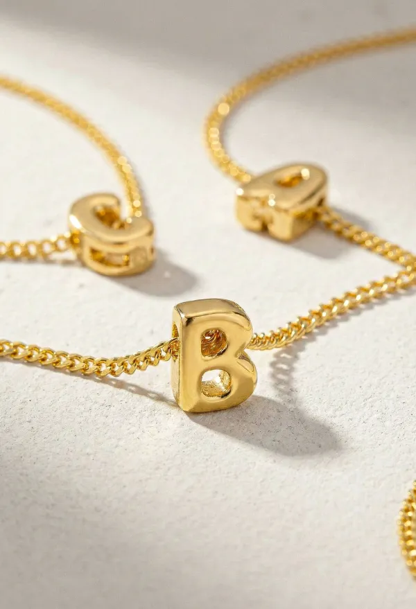 Puffy Initial Pendant Necklace