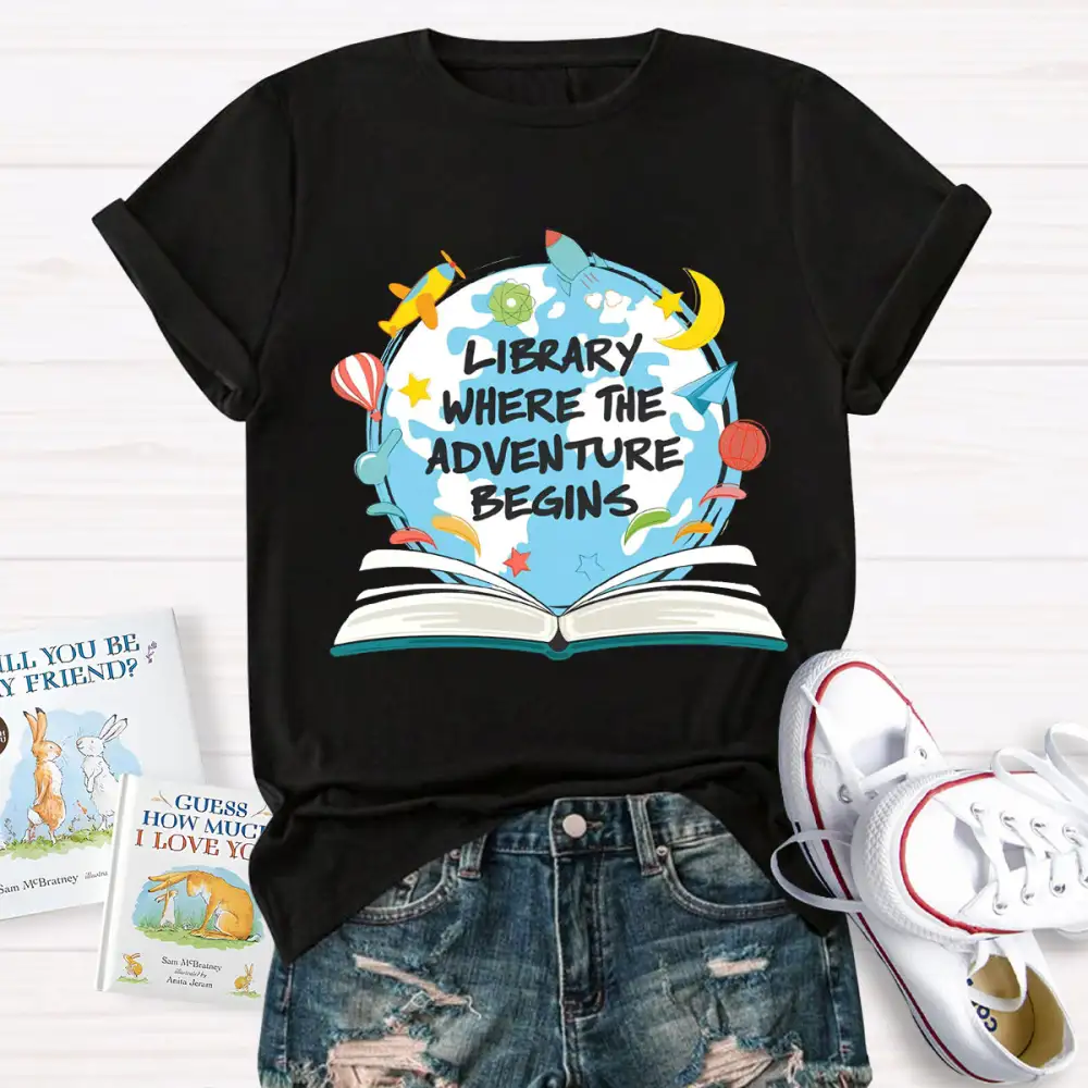 Library Where The Adventure Begins T-Shirt