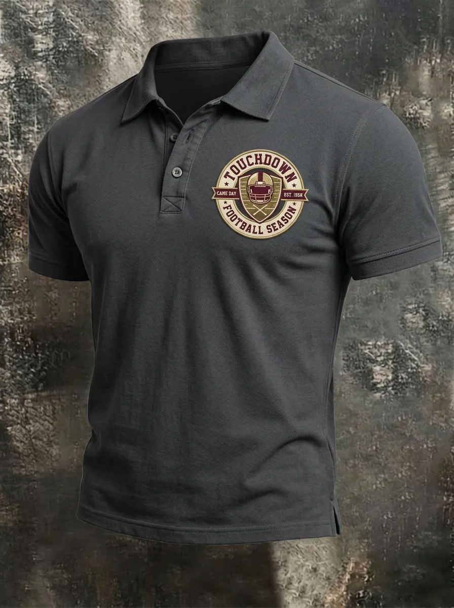 Sideline Football Lover Touchdown Season Graphic Polo Shirt
