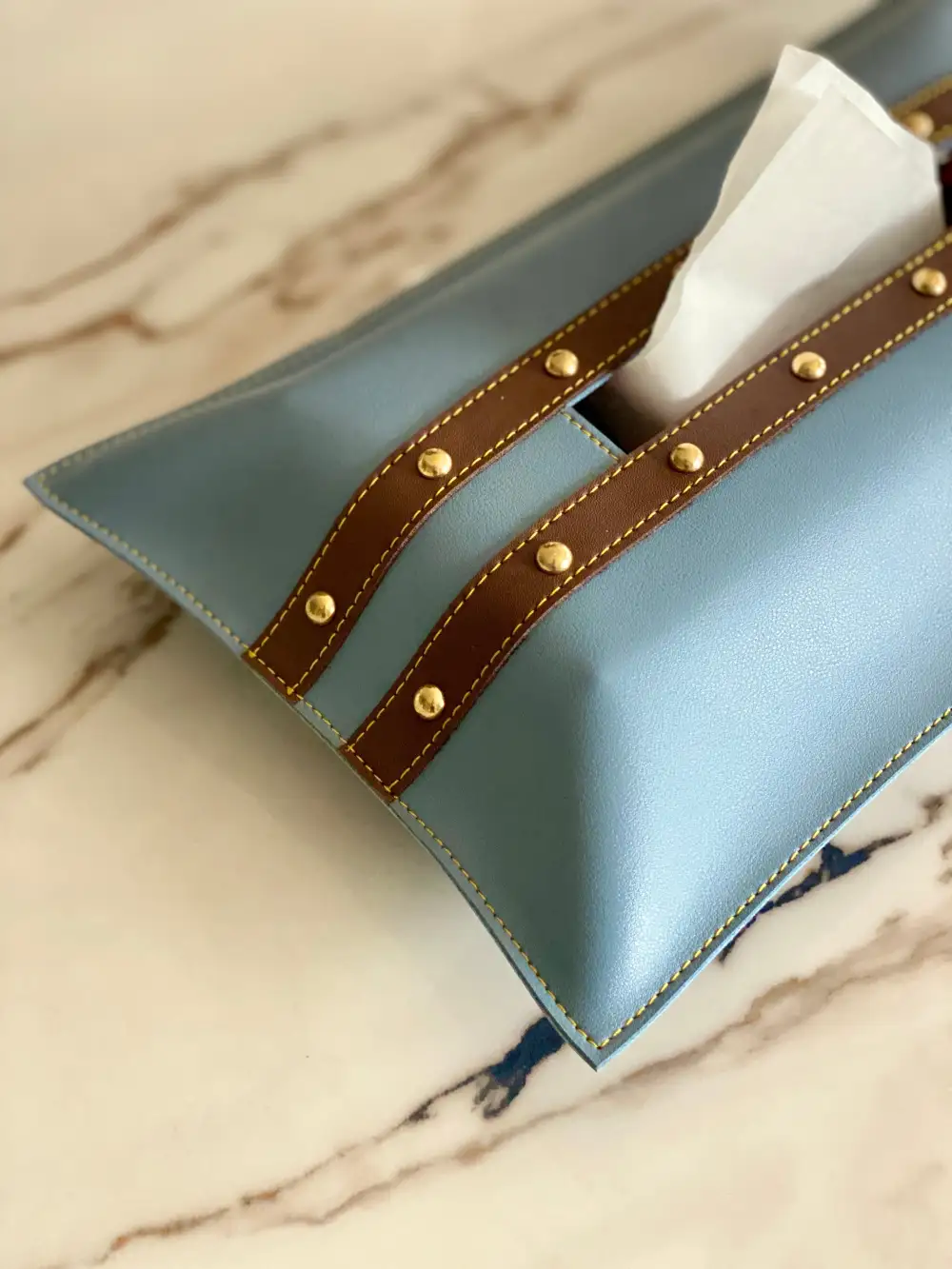 Blue Brown Tissue Cover