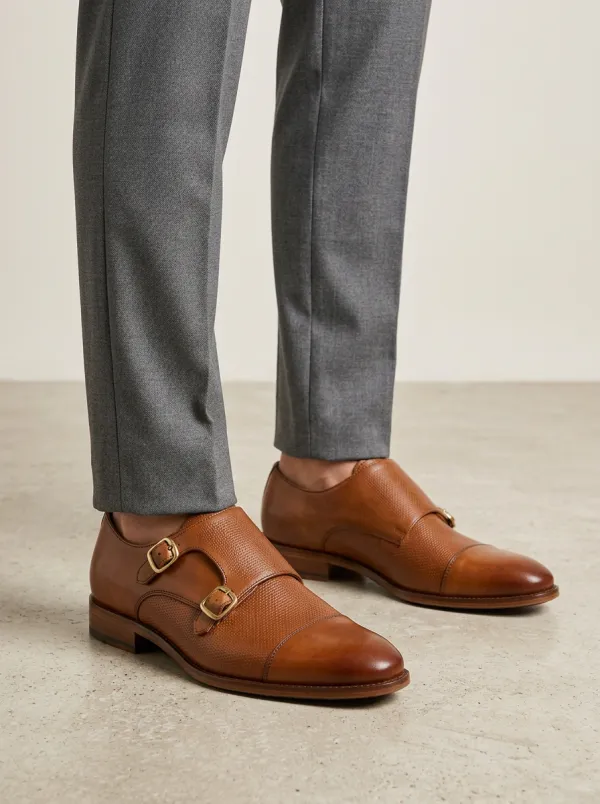 Men's Modern Business Formal Leather Double Monk Strap Shoes