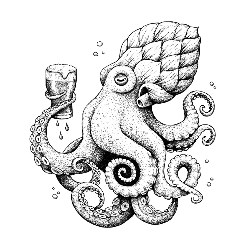 Men's Casual Graffiti Octopus Print Long-Sleeved T-Shirt