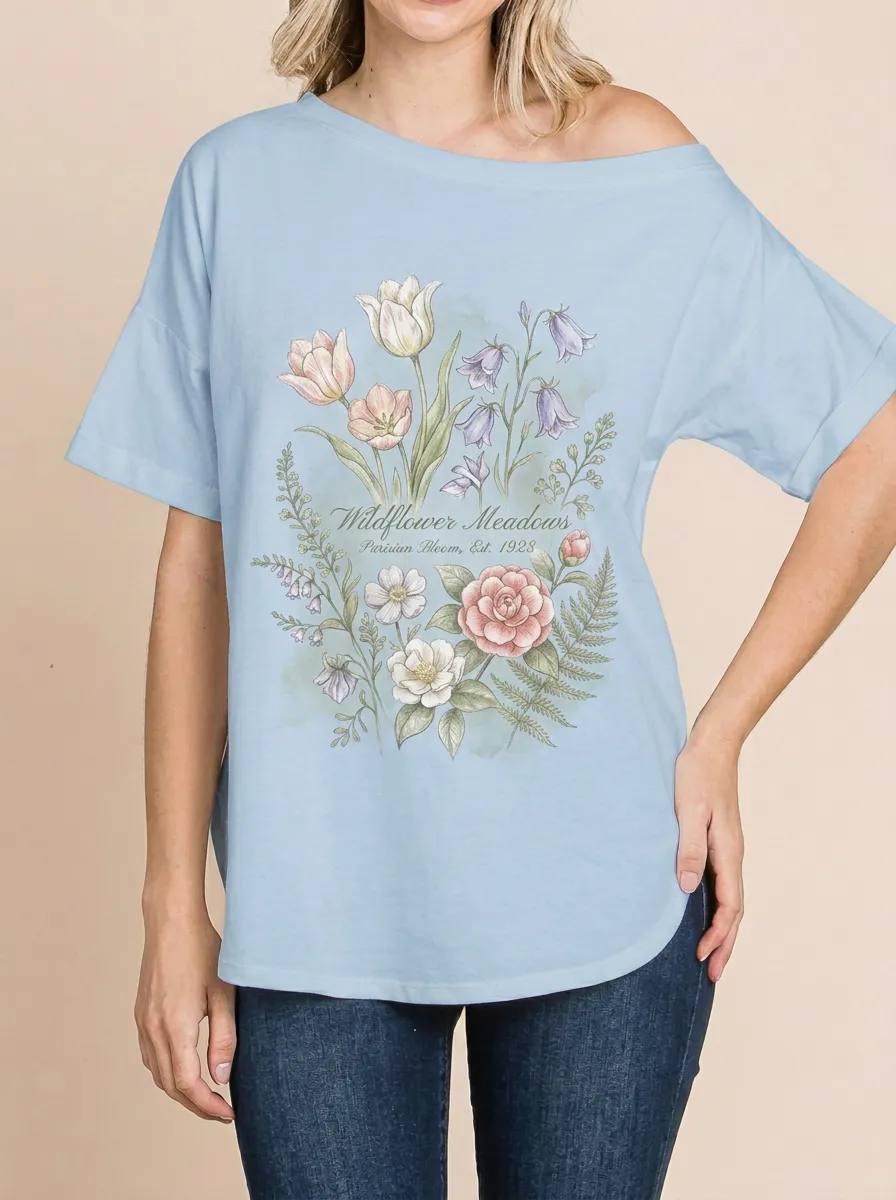 Women's Wildflower Meadows Botanical Garden Printed T-shirt
