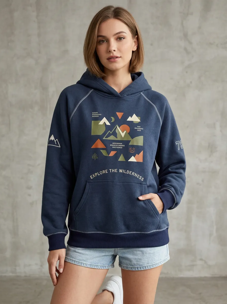 Women's Nature Adventure Explore The Wilderness Mountain Printed Hoodie