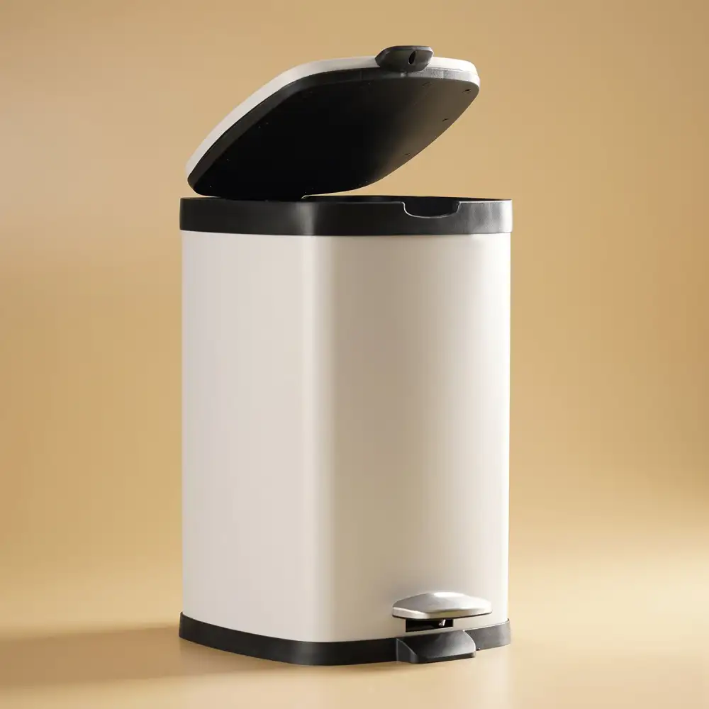 White Black Large Pedal Bin