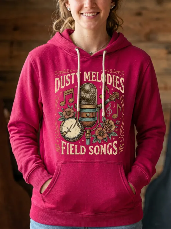 Country Music Vintage Microphone Banjo Pullover Hoodie