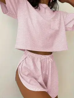Refined Drawstring Tee and Shorts Matching Set