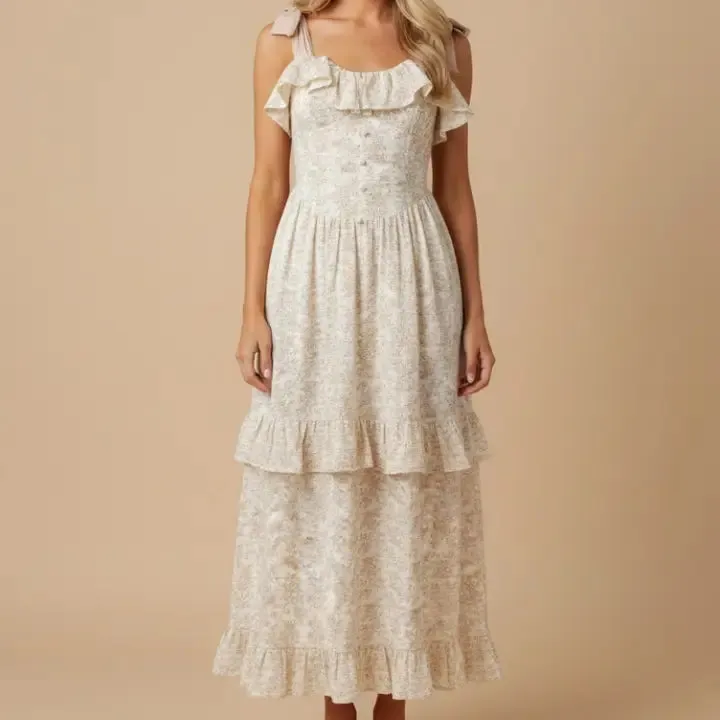 Classic Floral Tiered Ruffle Detail Dress