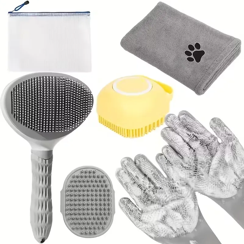 6pcs Dog Grooming Kit Nylon Brush