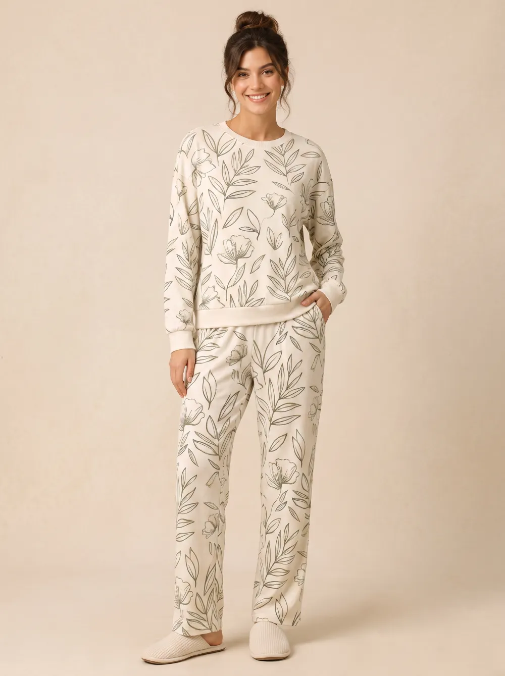Women's Botanical Floral Leaf Printed Lounge Set