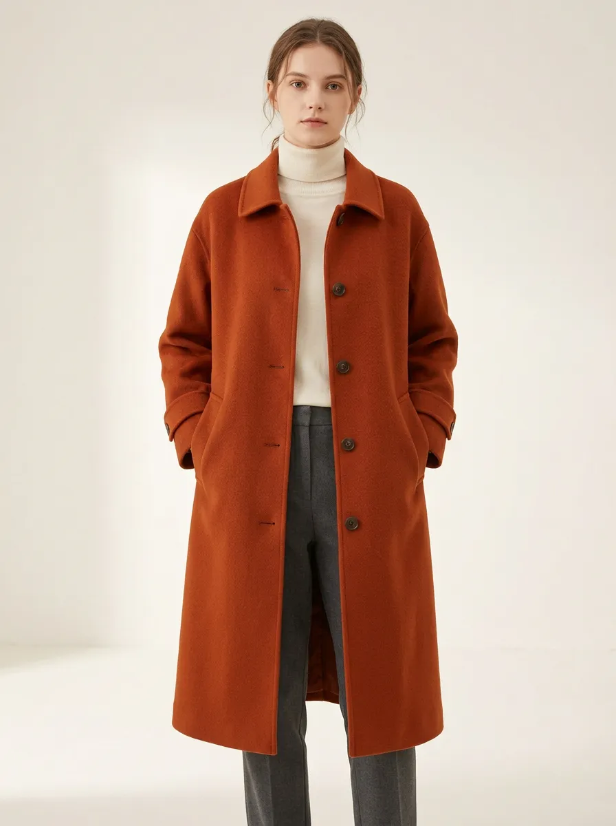 Botanical Wool-Blend Outerwear Coat