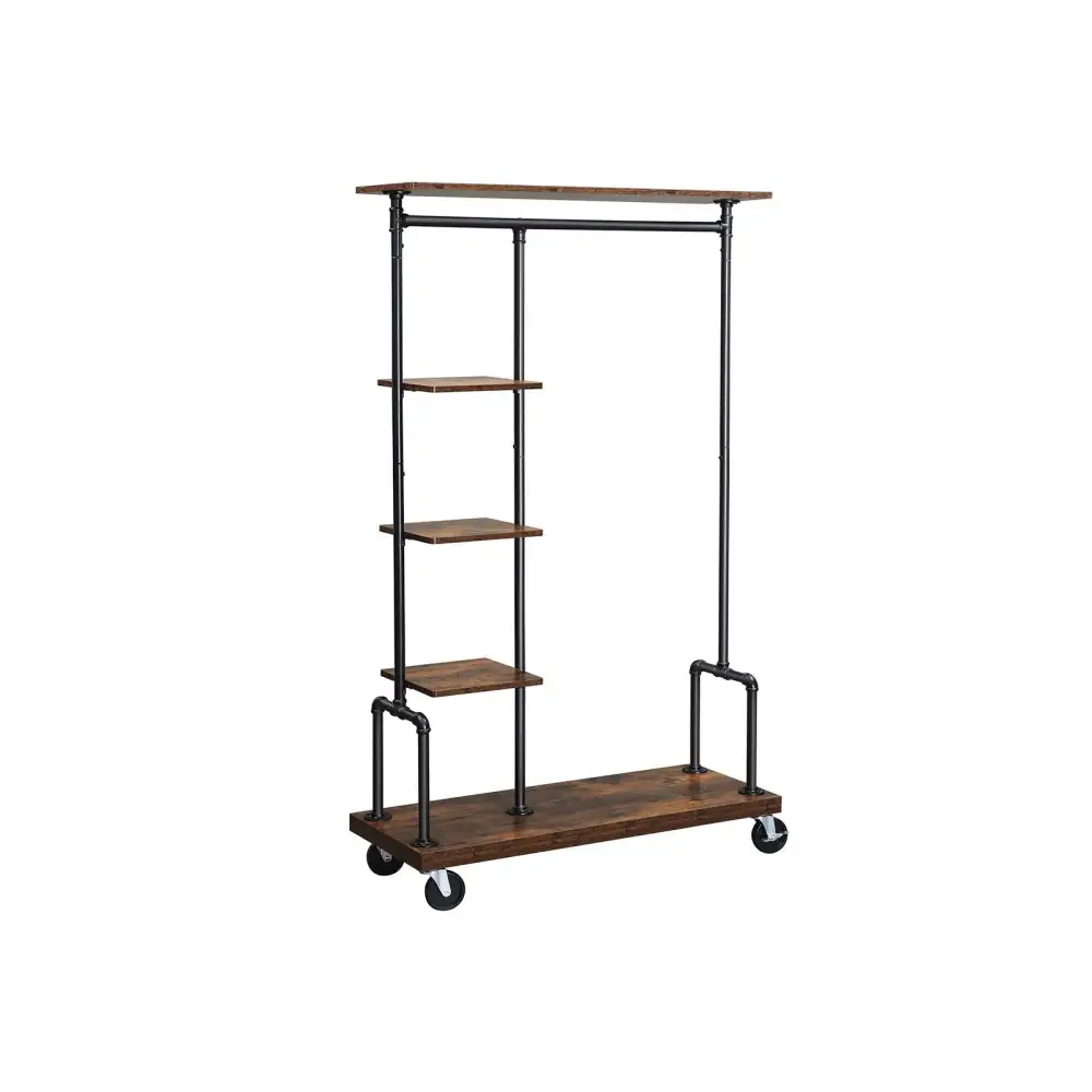 Rolling Clothing Rack With Shelves