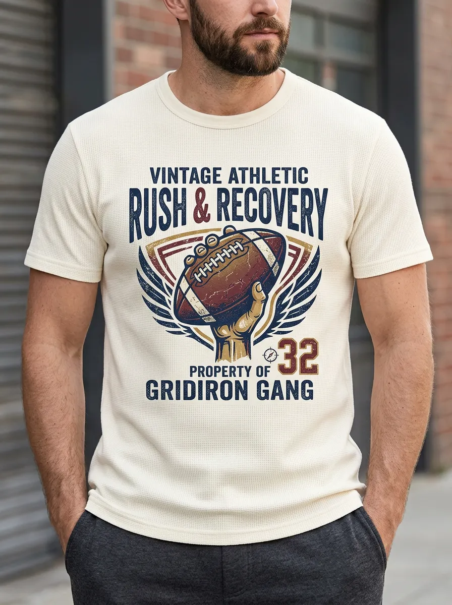 Men's American Football Rush & Recovery Winged Ball Printed T-shirt