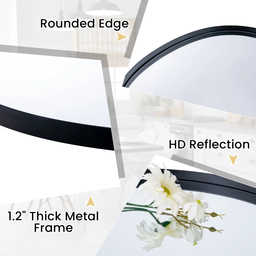 Asymmetrical Black Frame Mirror, Home Accent Essential for Contemporary and Unique Spaces