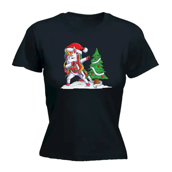 Unicorn Dab Graphic Fitted Tee