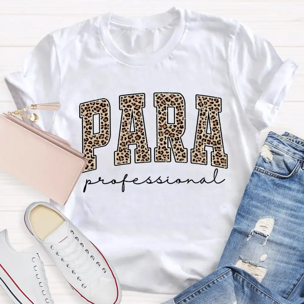 Paraprofessional Teacher Leopard Para T-Shirt