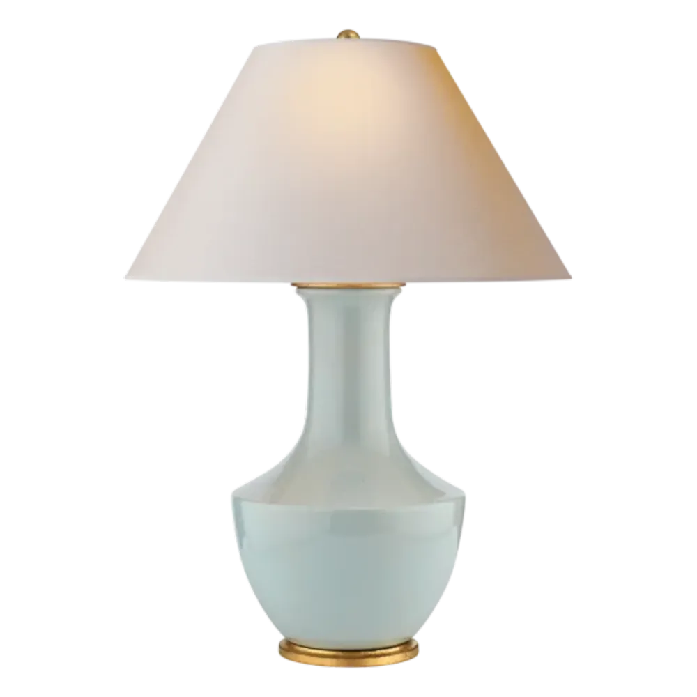 Crackle-Glaze Porcelain Linen-Shade Lamp