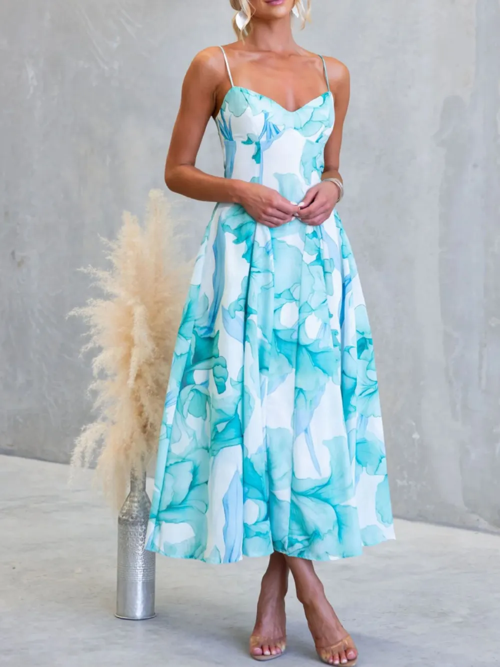 Spaghetti Spaghetti Strap Midi Dress