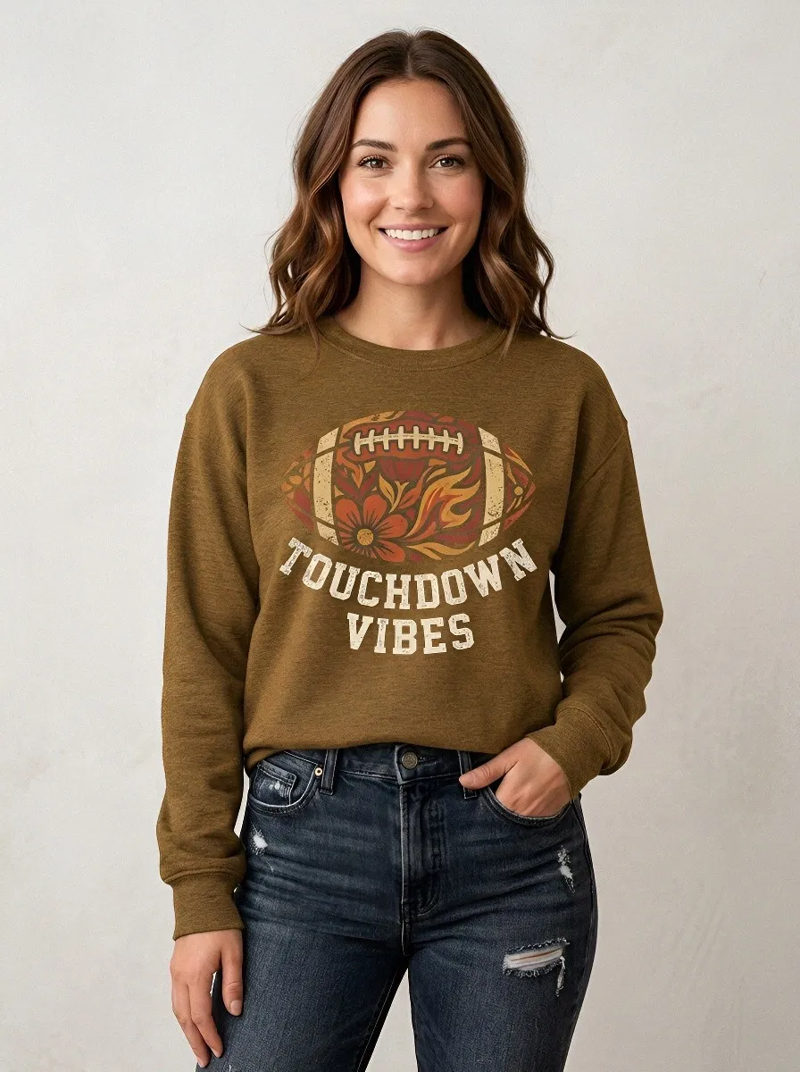 Women's Football Lover Touchdown Vibes Floral Printed Sweatshirt