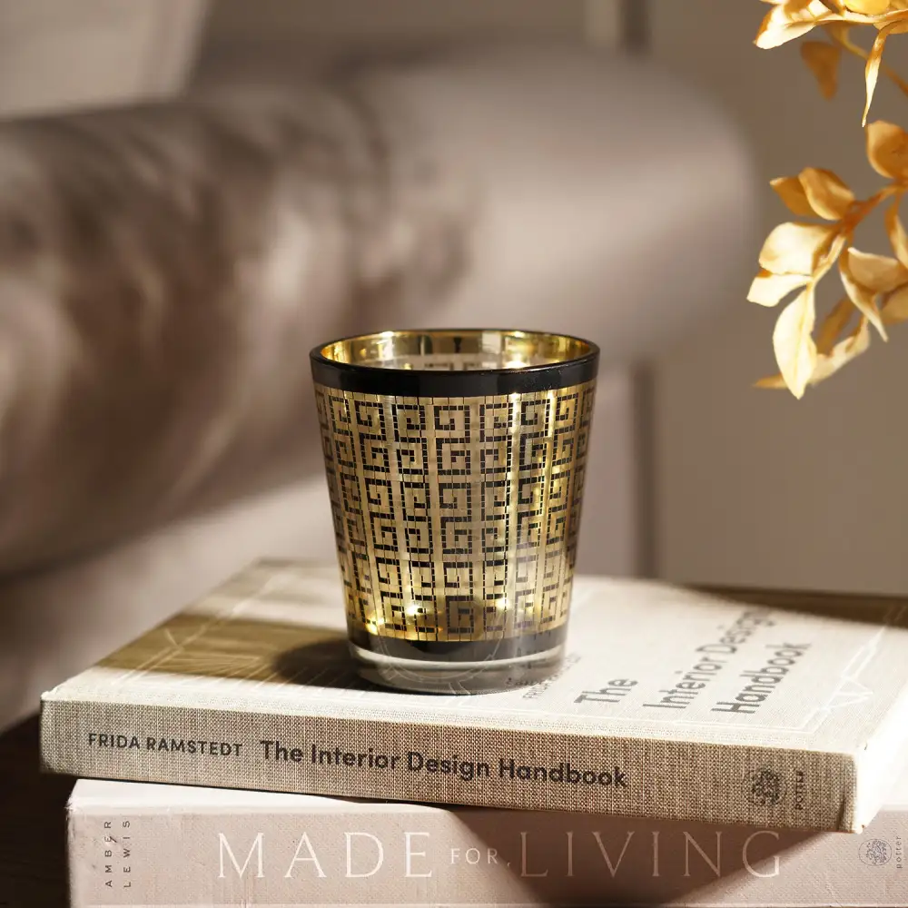 Black Gold Patterned Tumbler Set